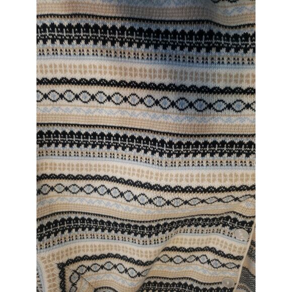 Talbots White Blue Fair Isle Print Button-Up Cardigan Sweater Size Large - Picture 7 of 7